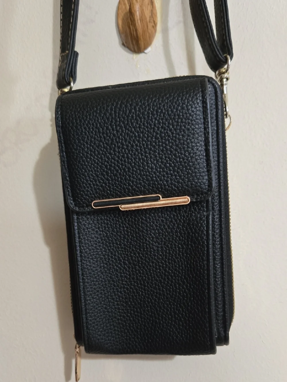 Mingyou Black Crossbody Pebbled Faux Leather Phone Wallet Purse Multiple Pockets - Picture 3 of 12